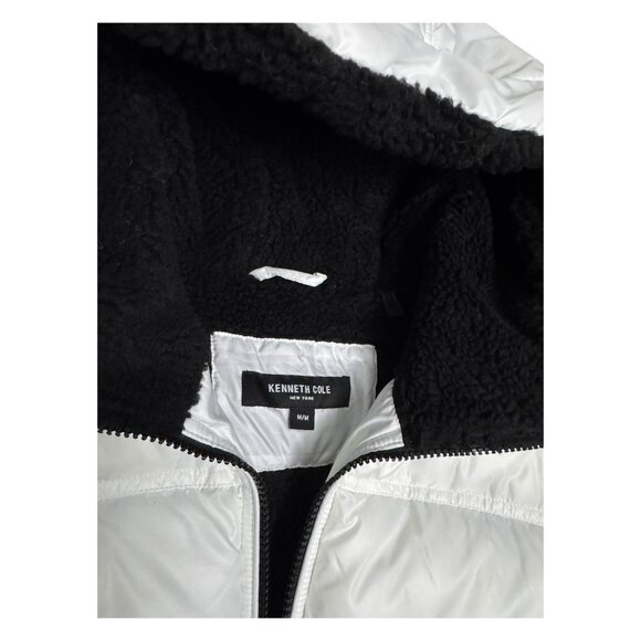 KENNETH COLE REACTION White Winter Puffer Parka Long Jacket Coat Womens Medium - Picture 5 of 6